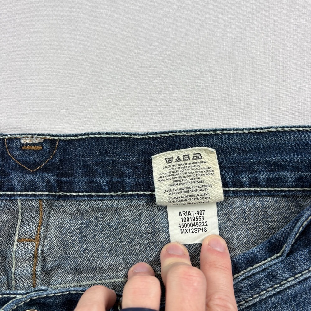 Ariat Jeans Mens 33x30 (Fits 34x30) Blue Bootcut Western Casual Workwear Denim - Picture 5 of 12